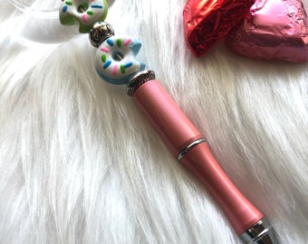 Sweet Bite Beaded Ballpoint Pen: Colorful Donut Delight