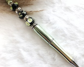 Penna con perline squisita • Penna a sfera con perline leggera fatta a mano e scrittura liscia con custodia regalo nera (verde)