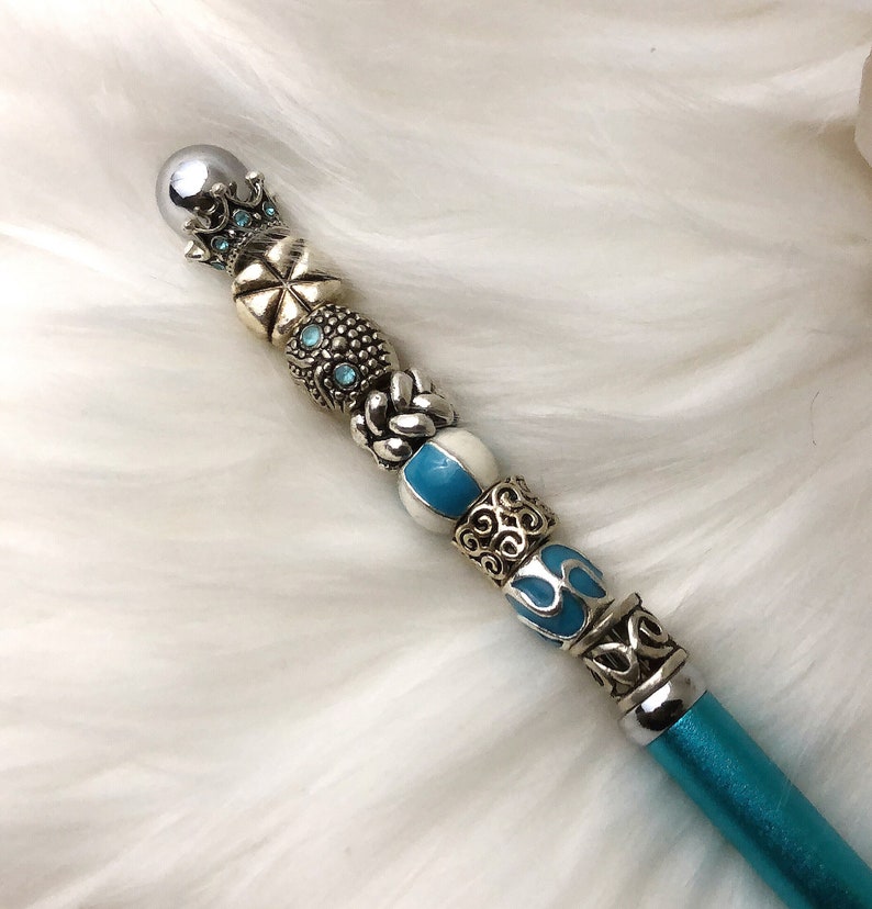 Blue Color Stylus with Crystal /& Fashion Beads Handmade Beaded Stylus for Mobile Devices Black Gift Pouch FREE