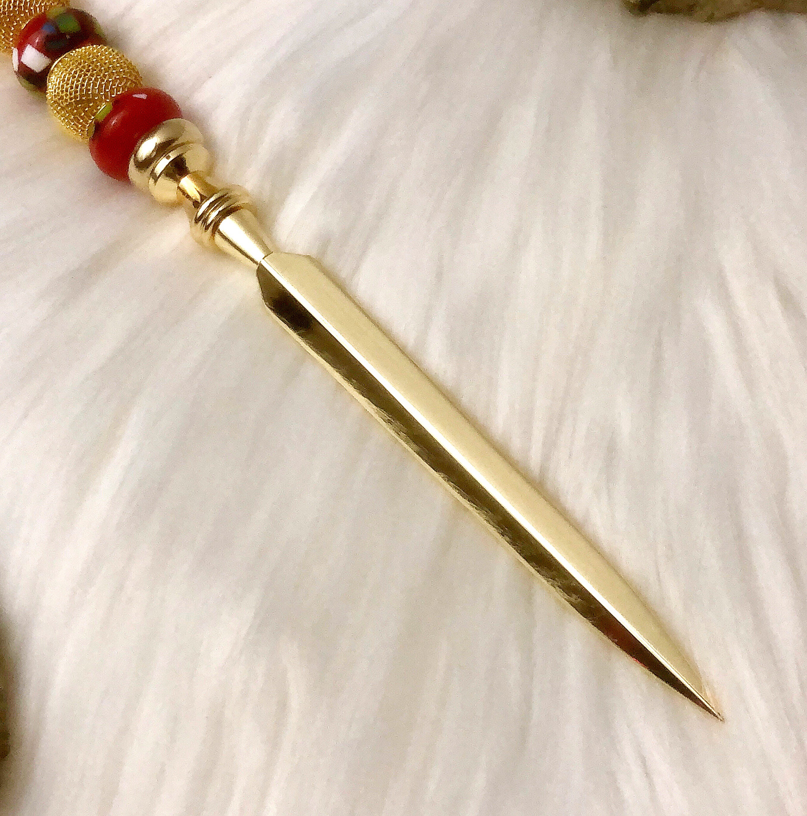 Beaded Gold Letter Opener Oneofakind Beadable Gift Idea Etsy Canada