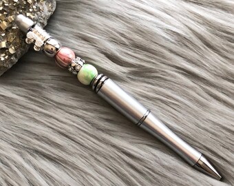 Beaded Pen •  One-of-a-Kind Beadable Gift Ideas (Silver)