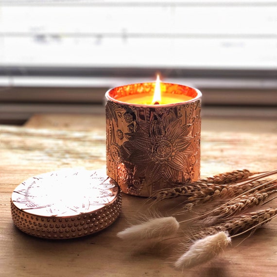 Rose Gold Wood Wick Soy Mother's Day Candle with Engraved Wooden Lid