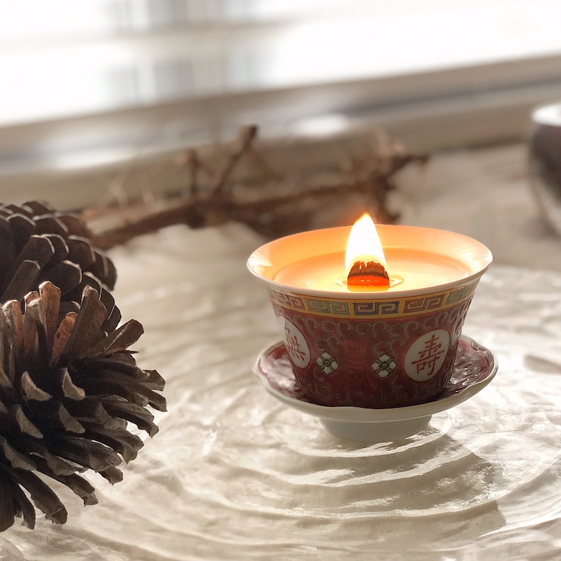 Asian Tea Cup Candle Wood Wick Soy & Beeswax Blend Candle Etsy Canada