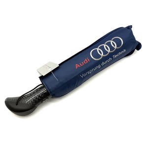 Blauer Kompaktschirm - Luxuriöser Automatik-Taschenschirm mit Etui