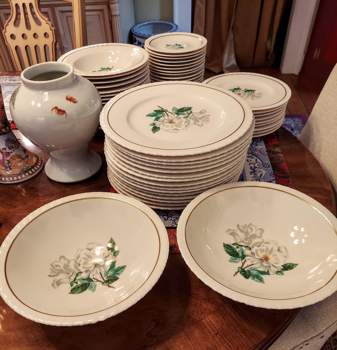 Hanover Silver Rose China Set, 51-piece Floral Dinnerware - Etsy
