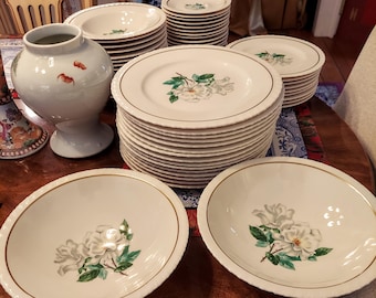 Hanover Silver Rose China Set, 51-piece Floral Dinnerware - Etsy