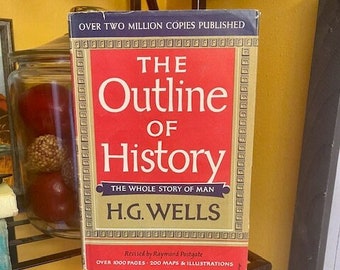 1956 H.G. Wells "Outline of History Vol II" Book Club Edition, Maps, Dust Jacket