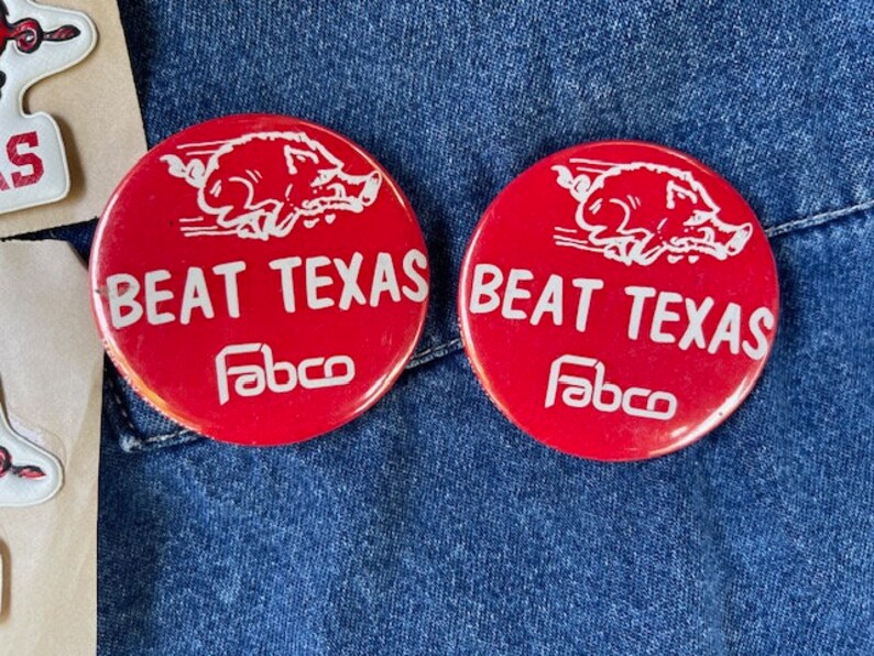 Vintage Arkansas Razorback Game Day Badges & Stickers, Jack Somers Shoe