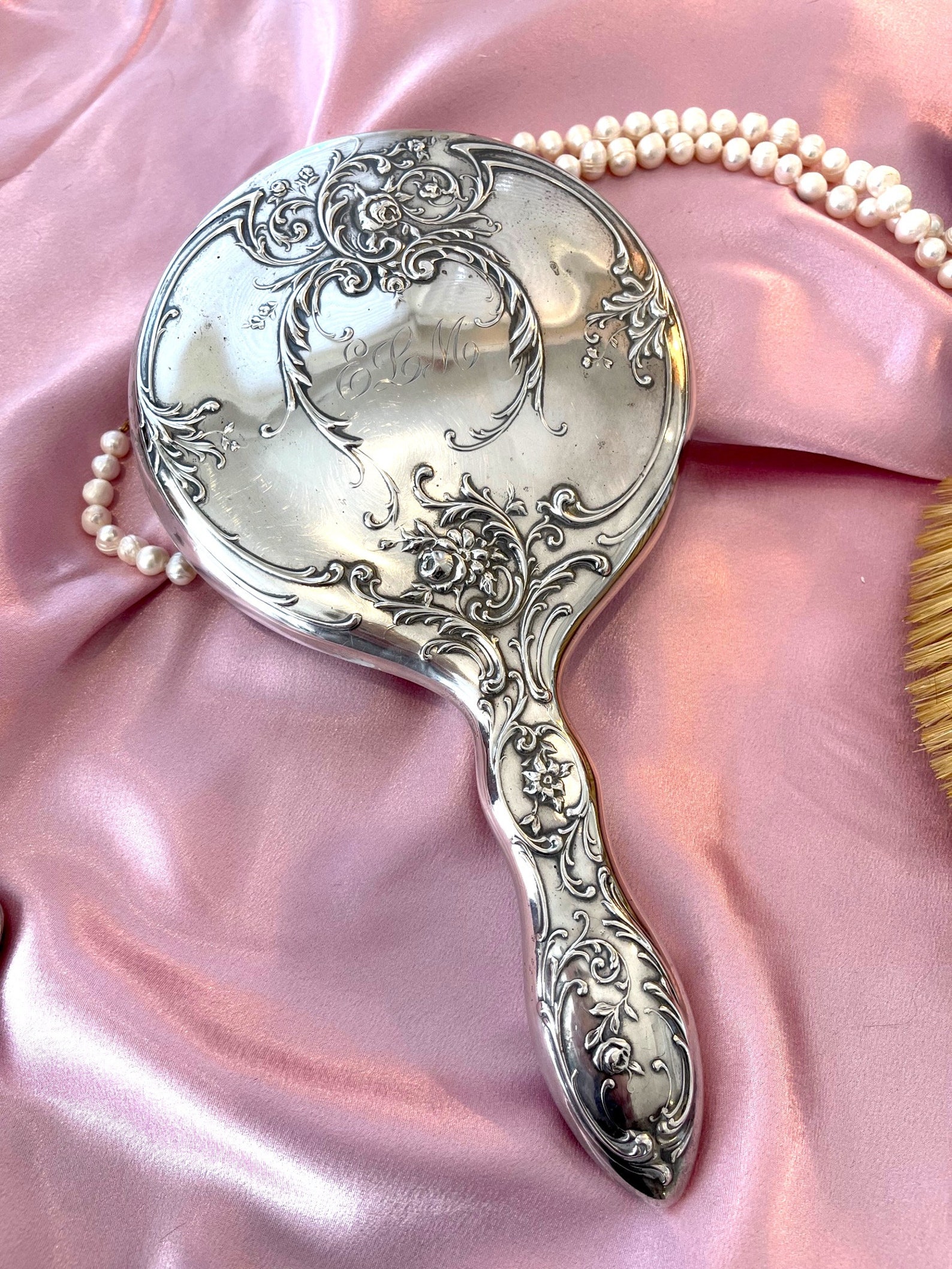 Antique Sterling Silver Vanity Dresser Set, Alvin Silver Co., 3piece