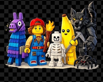 Koszulka męska w zabawnym stylu z klockowymi figurkami inspirowana popularną estetyką gier typu battle royale