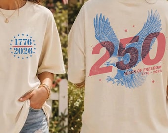 Camiseta America 250 Eagle, Camiseta Comfort Color 250 Years of Freedom, Camiseta con gráfico patriótico del oeste, Camiseta del Día de la Independencia del 4 de julio, EE. UU.