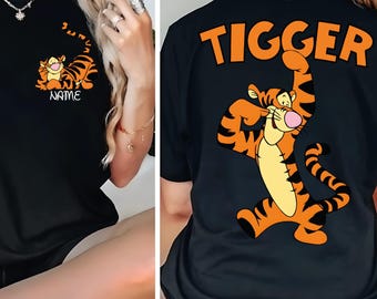 Tigger Two Sided Shirt, Disney Tigger Character Comfort Colors Tee, Custom Tigger Shirt, Tigger Winnie The Pooh Tee, Disneyland Family Trip.
