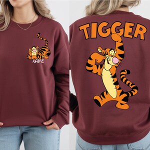 Tigger Two Sided Sweatshirt, Disney Tigger Character Shirt, Custom Tigger Hoodie, Tigger Winnie The Pooh Sweater, Disneyland Family Trip.
