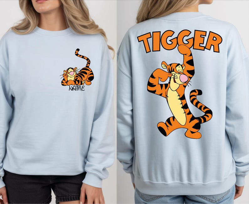 Tigger Two Sided Sweatshirt, Disney Tigger Character Shirt, Custom Tigger Hoodie, Tigger Winnie The Pooh Sweater, Disneyland Family Trip.