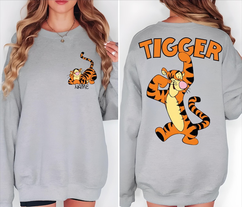 Tigger Two Sided Sweatshirt, Disney Tigger Character Shirt, Custom Tigger Hoodie, Tigger Winnie The Pooh Sweater, Disneyland Family Trip.