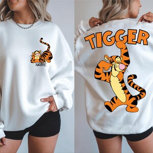 Tigger Two Sided Sweatshirt, Disney Tigger Character Shirt, Custom Tigger Hoodie, Tigger Winnie The Pooh Sweater, Disneyland Family Trip.