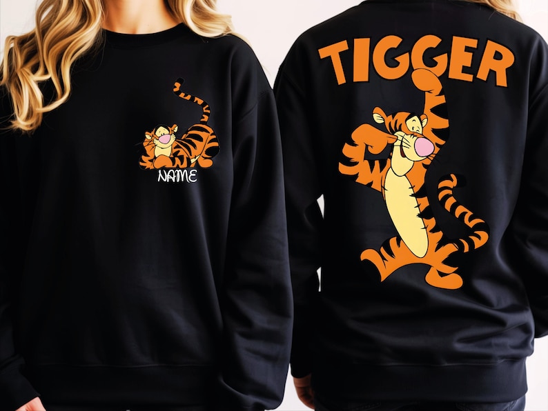 Tigger Two Sided Sweatshirt, Disney Tigger Character Shirt, Custom Tigger Hoodie, Tigger Winnie The Pooh Sweater, Disneyland Family Trip.