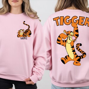 Tigger Two Sided Sweatshirt, Disney Tigger Character Shirt, Custom Tigger Hoodie, Tigger Winnie The Pooh Sweater, Disneyland Family Trip.