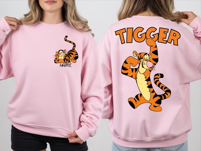 Tigger Two Sided Sweatshirt, Disney Tigger Character Shirt, Custom Tigger Hoodie, Tigger Winnie The Pooh Sweater, Disneyland Family Trip.