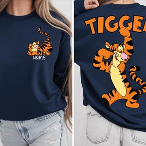 Tigger Two Sided Sweatshirt, Disney Tigger Character Shirt, Custom Tigger Hoodie, Tigger Winnie The Pooh Sweater, Disneyland Family Trip.