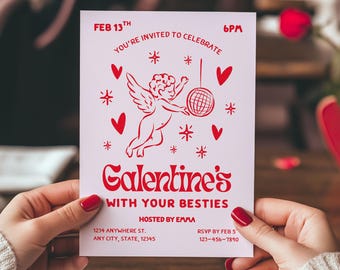 Galentines Invitation Editable, Valentines Party, Girls Night Invite