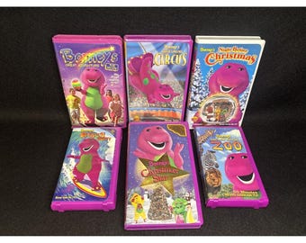 6 VTG Barney & Friends VHS Tapes verschiedene Lilatöne *