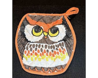 Adorable Vintage MCM/1970s Owl Pot Holder Retro Kitchen Decor 70s Mini EUC Rare