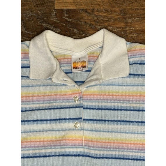 RARE VTG 70/80s Wrangler Multicolor Striped Polo … - image 2