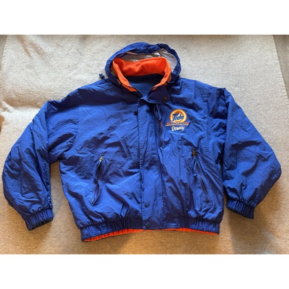 NASCAR Tide Downy Vintage Reversible Racing Jacket Sz XL Hooded 90s Embroidered