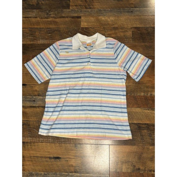 RARE VTG 70/80s Wrangler Multicolor Striped Polo … - image 1