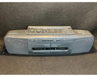 Vtg Rare GE AM/FM Radio Dual Cassette Player W/Bass Boost Model 3-5636A Works!