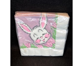 Vintage 1950s Easter Bunny Luncheon Napkins Hallmark Spring Party Decor