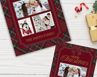 Custom Family Photo Christmas Card, Ralph Lauren Plaid, Holiday Digital Template