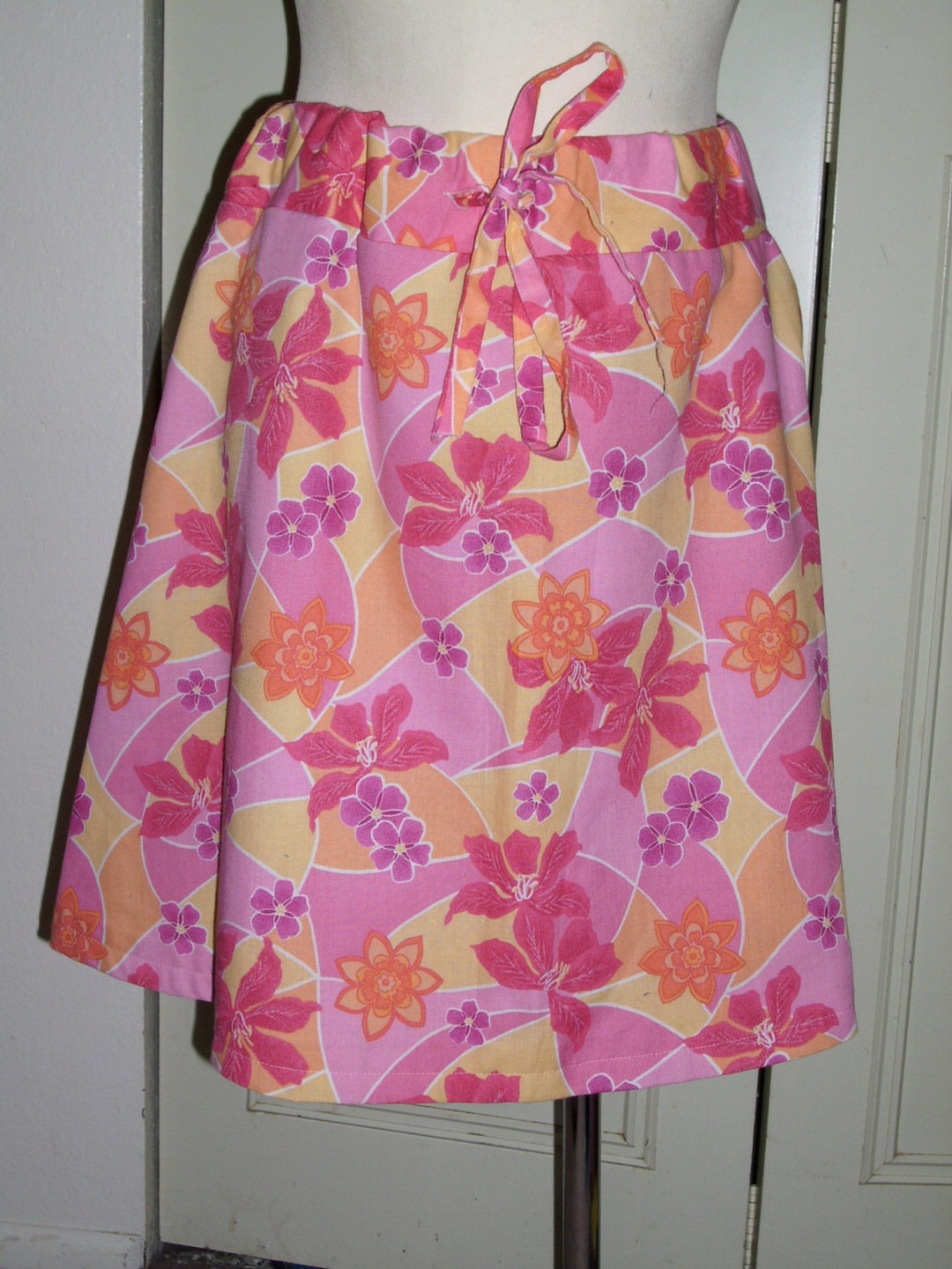 Pink and Orange Floral Skirt Womens Medium Etsy