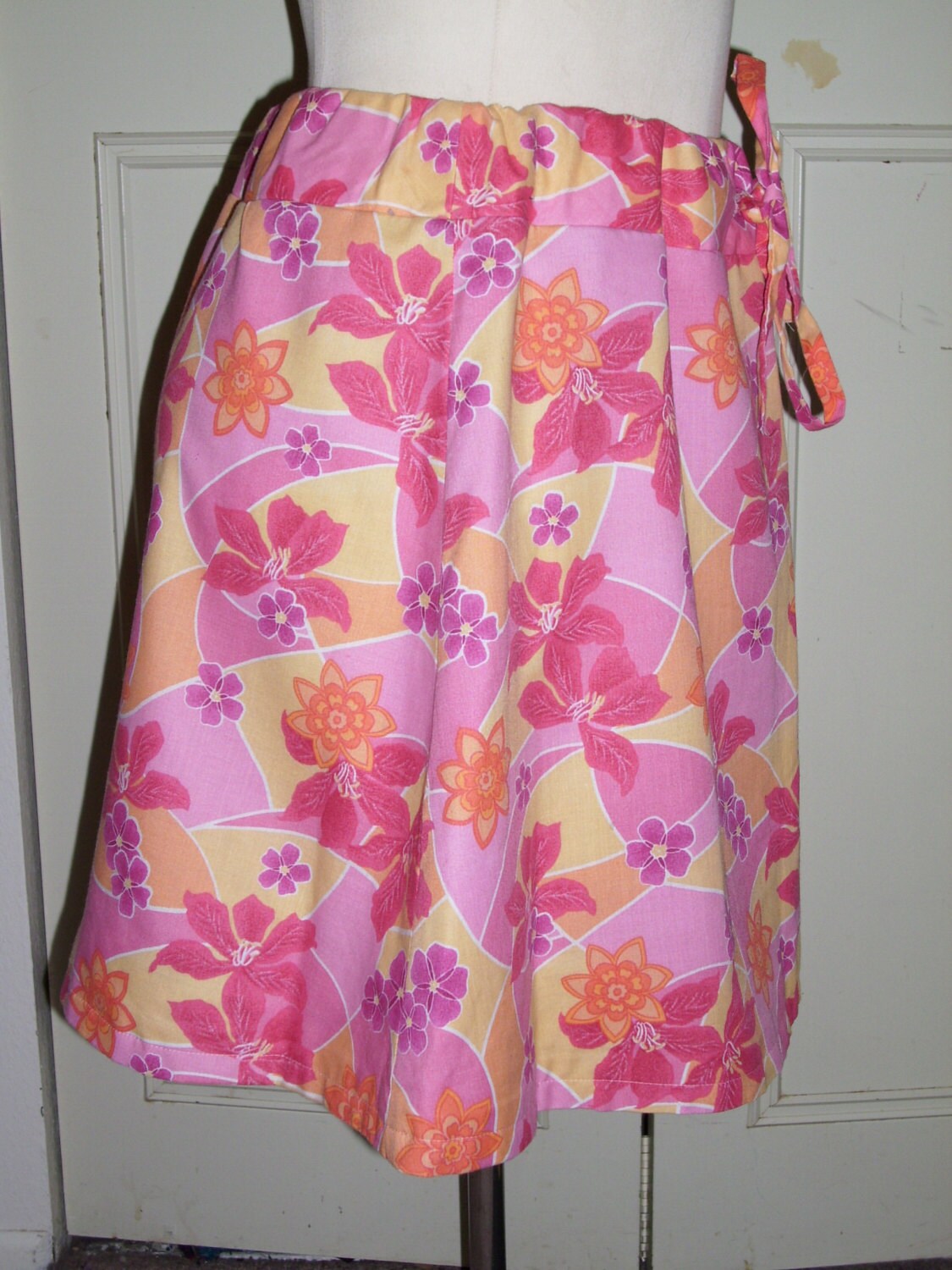Pink and Orange Floral Skirt Womens Medium Etsy