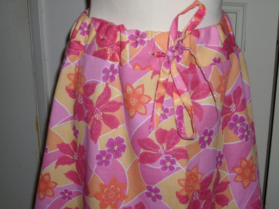 Pink and Orange Floral Skirt Womens Medium Etsy