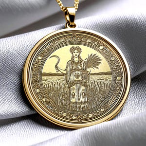 Demeter Necklace : 14K Gold Greek Goddess Jewelry , Mother of Persephone