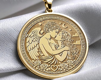 Eros Psyche Love Symbol Gold Necklace -70