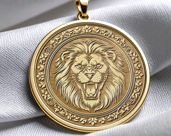 Gold Lion Necklace – Leo Fire Sign -218