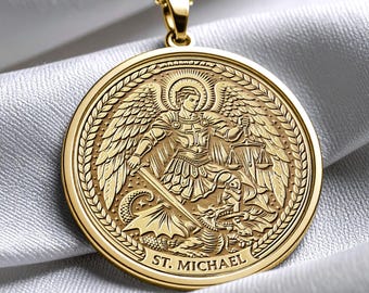Archangel Michael Pendant Necklace, Protection Necklace, Catholic Jewelry, Gift for Men, Guardian Angel