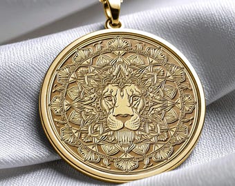 Dainty Lion Coin Necklace –  Leo Zodiac Charm -232