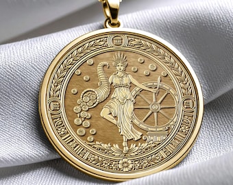 Fortuna Pendant Necklace, Roman Goddess Jewelry, Luck and Prosperity Charm, Lucky Gift