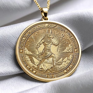 Egyptian God Set Necklace : Gold Pendant of Strength and Storms Jewelry-34