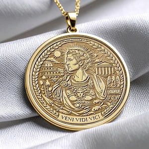 Veni Vidi Vici Roman Caesar Quote Pendant -587