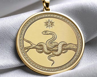 Serpent Talisman Necklace – Mystical Snake Amulet, Spiritual Jewelry
