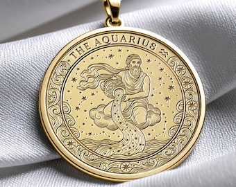 Personalized Aquarius Zodiac Pendant Necklace – Meaningful Astrology Jewelry -1