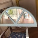 Palladium Window Mirror - Wood Half Moon Wall Mirror - Distressed Pale Aqua