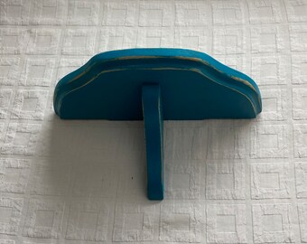 Wall shelf - small plate rack - distressed Turquoise paint