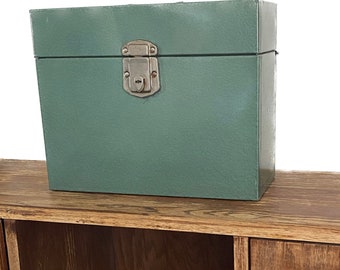 Primitive Rustic Letter Size File - Portable File - Two Tone Green - Utility Box - Shabby Metal Strong Box -Home Office File