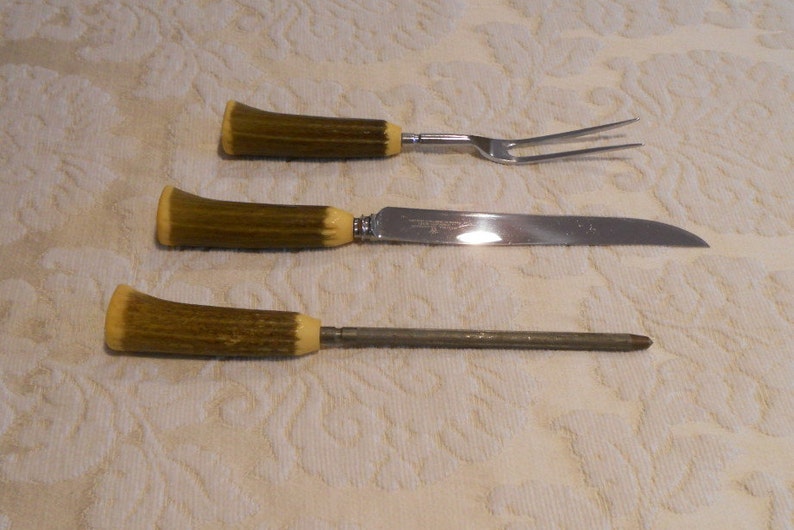 Vintage Sheffield 3 Piece Carving Knife Set Westall Richadson Etsy